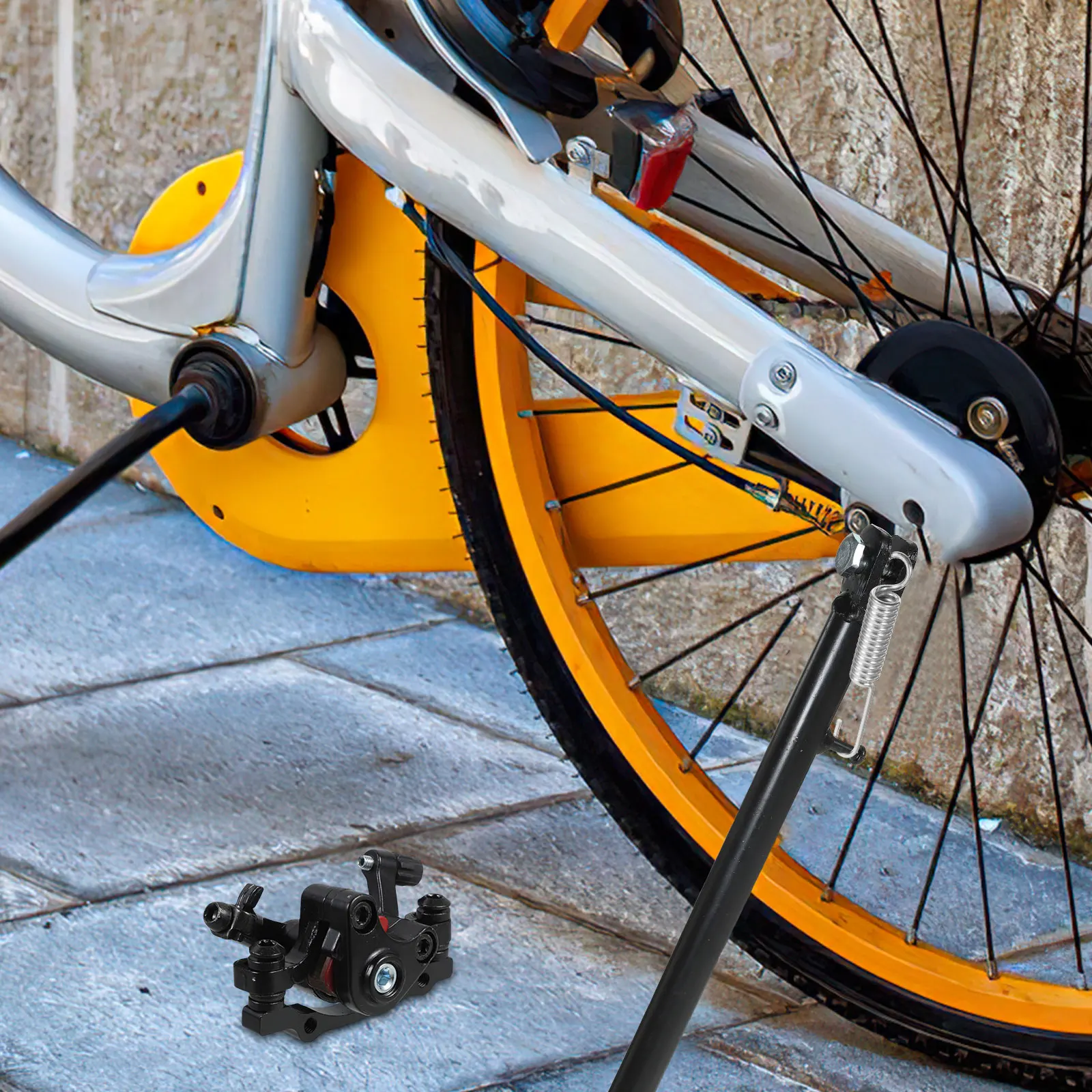 

2pcs Mountain Bike Front Rear Disc Brake Kit Aluminum Clamp Black Silver Replacement For Bicycle Disc Rotor Brakes