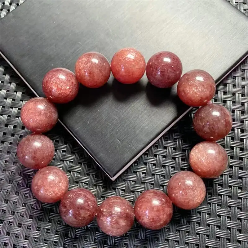 

15MM Natural Strawberry Quartz Bracelet Wholesale Design Stretch Polychrome Handmade Beads Healing Women Jewelry Gift 1pcs