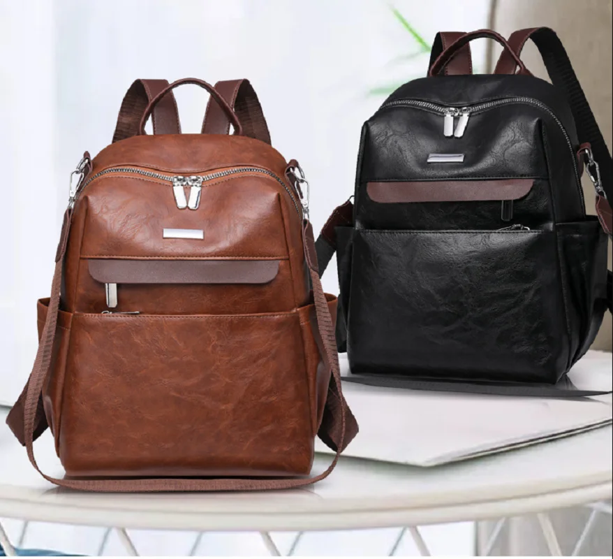 

New Korean Women's Fashion Vintage Large Capacity Travel Backpacks High Quality Leather Shoulder Bags Totes School Bag Rucksack