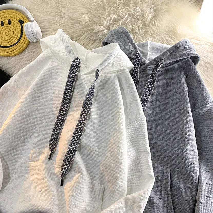 

High Street Hoodie Men's Spring Autumn Love Heart Embroidery Jaet Simple High Level Top Men's Clothing Vibe National Trend