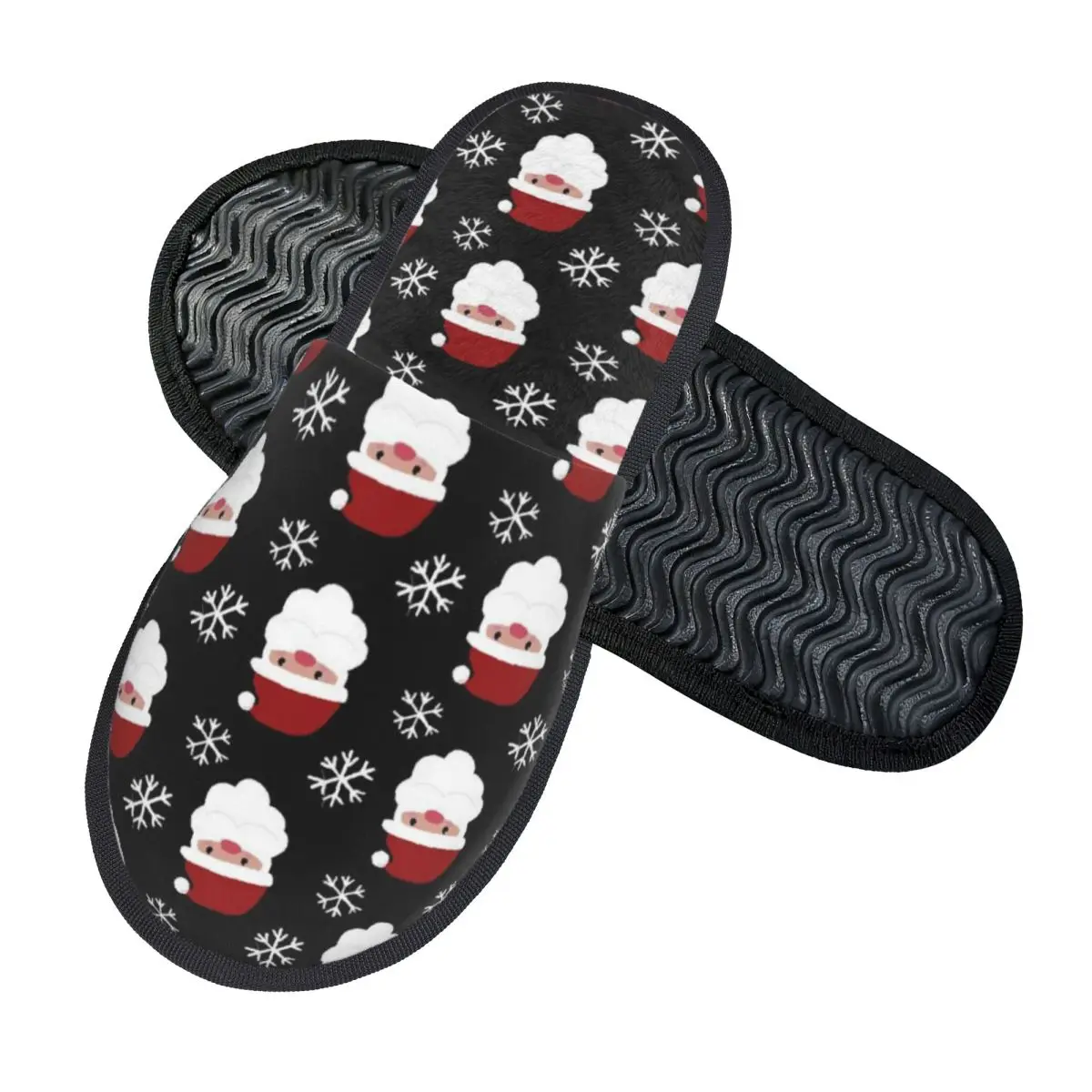 Christmas Santa Claus Xmas Cotton Slippers Indoor Soft Household Fur Slides Slippers Anti-skid