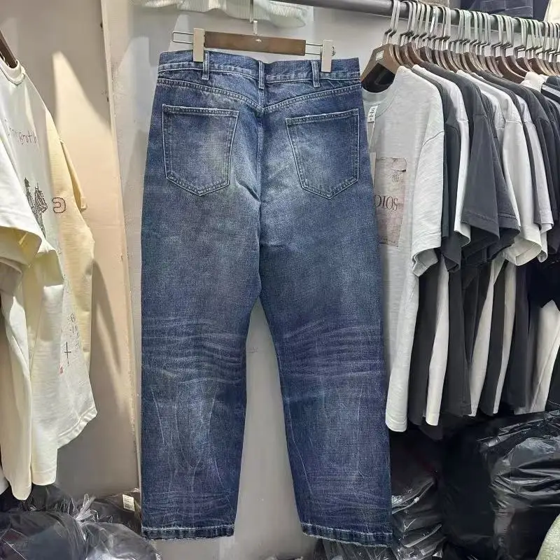 Fashion Autumn New Vintage Sophistication Cat's Whisker Distressed Straight-Leg Loose-Fit Hip-Hop Men's Women's 25SS Jeans