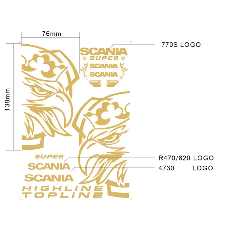 Simulation Model Car Decoration UV Stickers for 1/14 Tamiya RC Truck Dump Truck Scania 770S R620 730 Parts