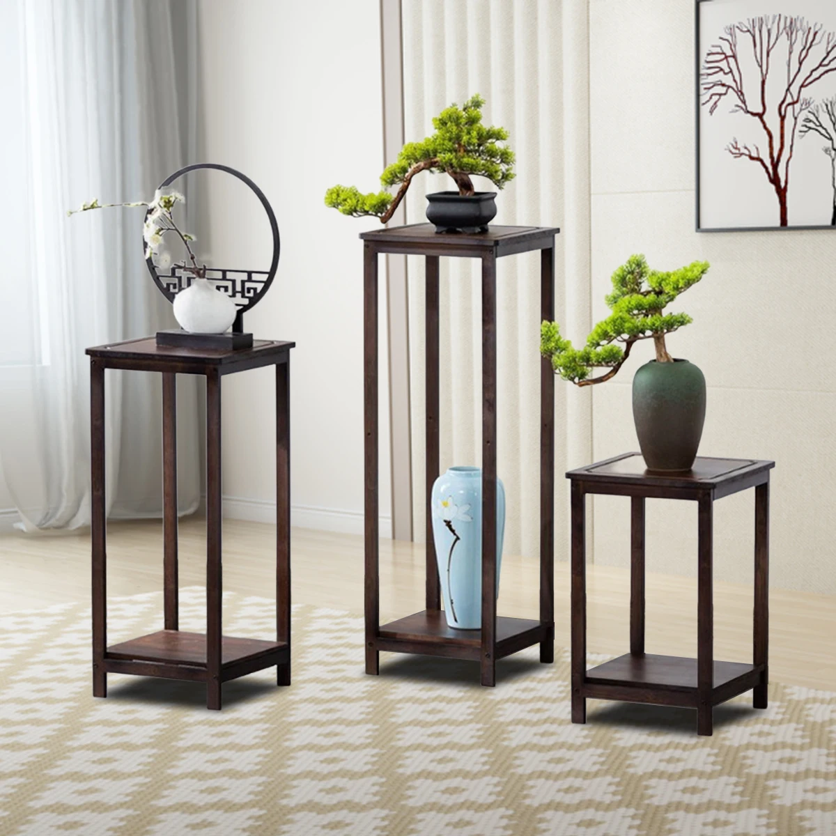 Bamboo Plant Stand for Indoor & Outdoor | Bamboo Planter Stand | Living Room & Garden Decor | Multi-Tier Plant Display image 2