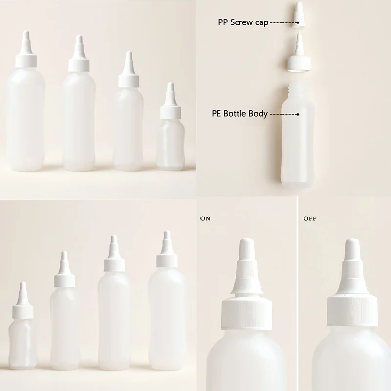 50pcs 50ml-200ml Empty Plastic Squeeze Bottles Refillable Bottles Kitchen Soy Sauce Food Grade Liquid Dispenser Cosmetic Lotion