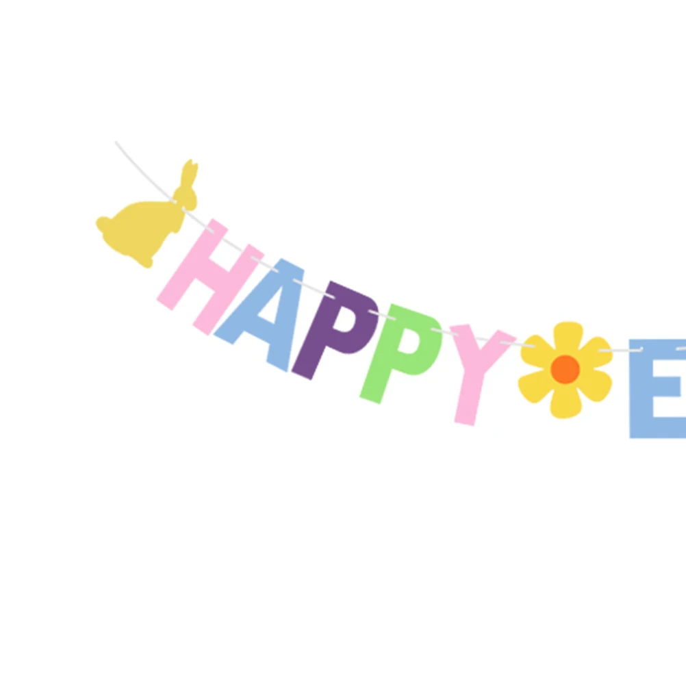 

2 Sets Rabbit Decorative Creative Banner For Easter Hanging Party Banner Flags for Home Festival Spring Theme Celebrations