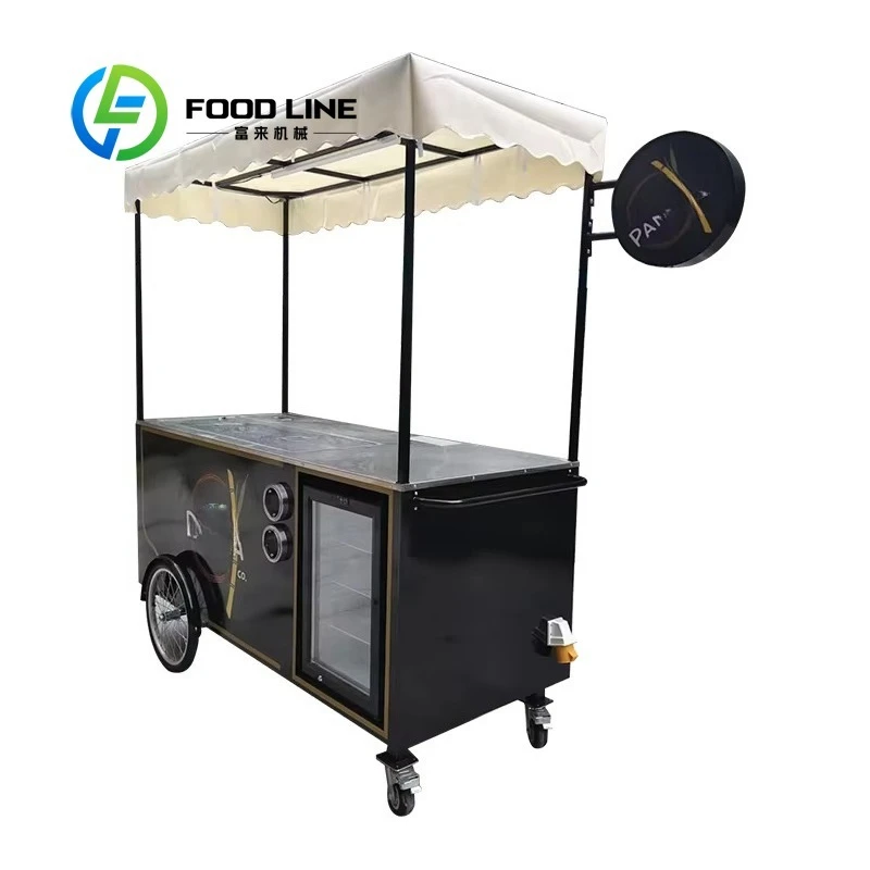 Customized Hand Push Mobile Vending Cart Commercial Soft Serve Ice Cream Machine Portable Outdoor Street Dessert Snack Stall