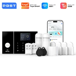 PGST WiFi 2G GSM Tuya Smart Life Home Alarm Security System Kit Alexa Automation Alarm Security Protection Door Motion Sensor