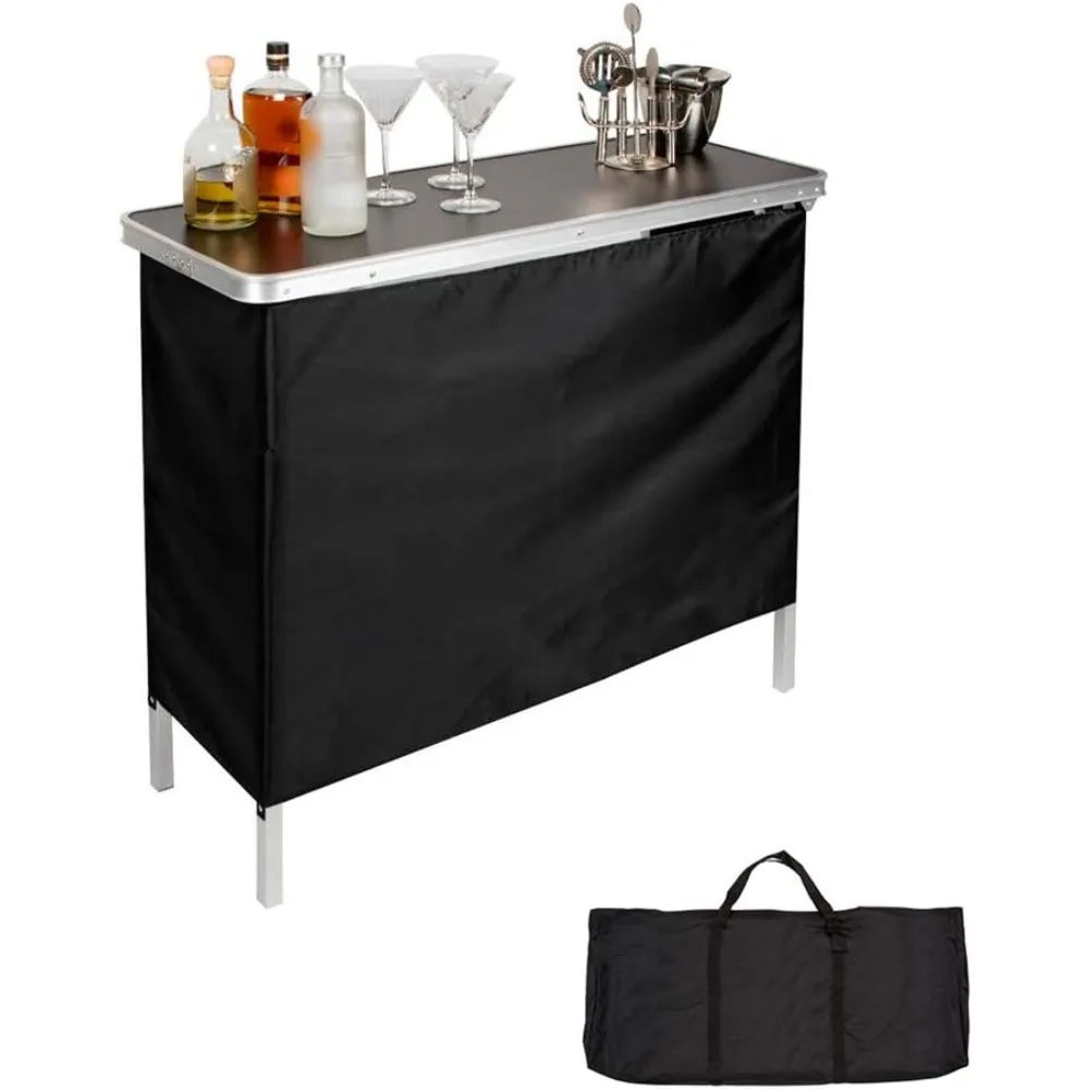 

Skirt and Carrying Case Included Portable Bar Table, 1 Shelf, Silver