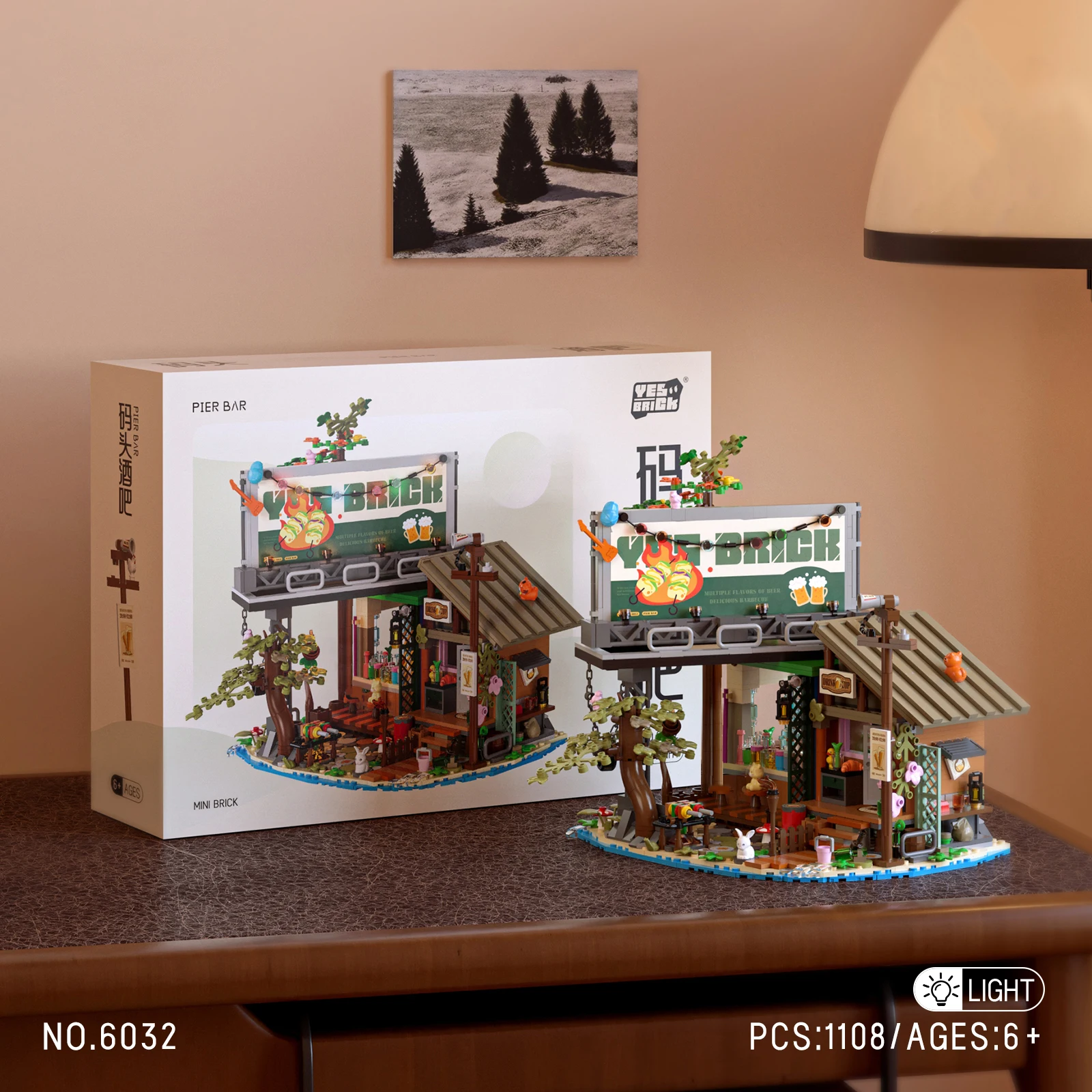 Klocki konstrukcyjne WLtoys Pier Bar House 1108 elementów Mini klocki Dekoracja domu Zabawki DIY Prezenty dla dzieci i dorosłych 6032