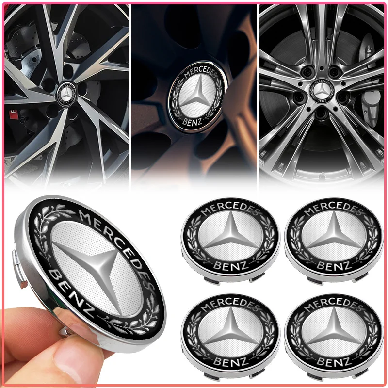 4pc 56/60mm Auto Wheel Center Cover Badge Stickers Hub Cap Stickers For Mercedes Benz C43 C63 C55 C Class AMG C180 C200 C220 C30