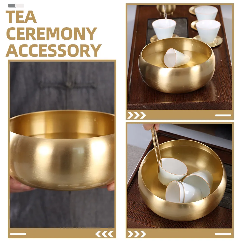 Brass Tea Wash Bowl Premium Meticulous Craftsmanship Smooth Edge Easy Clean Tea Ceremony Utensil Ideal Gift for Weddings