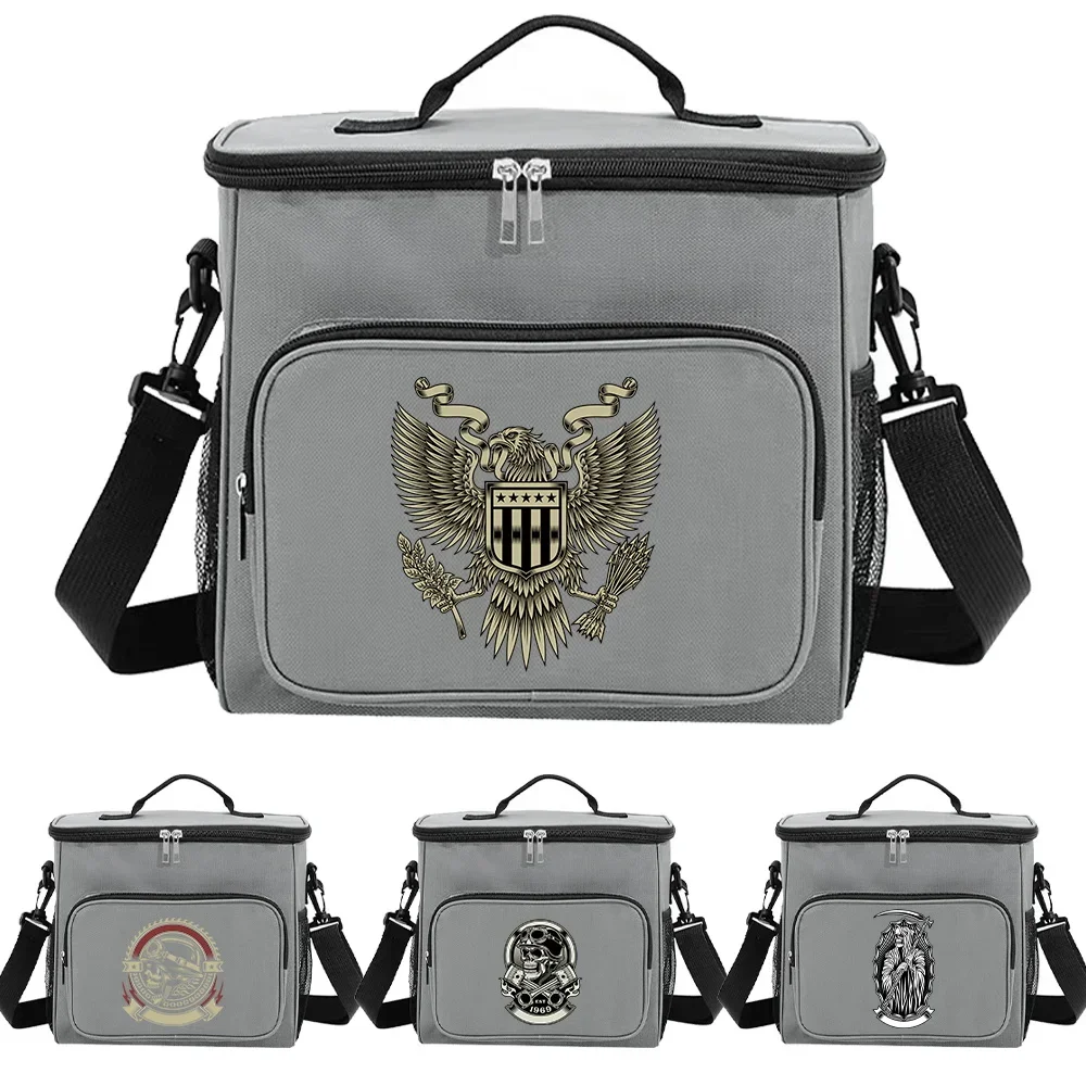 

Compact Lunch Bag for Kids Box in Grey Color for Student Skull Printing Series Thermal Insulated and Hygiene-Friendly