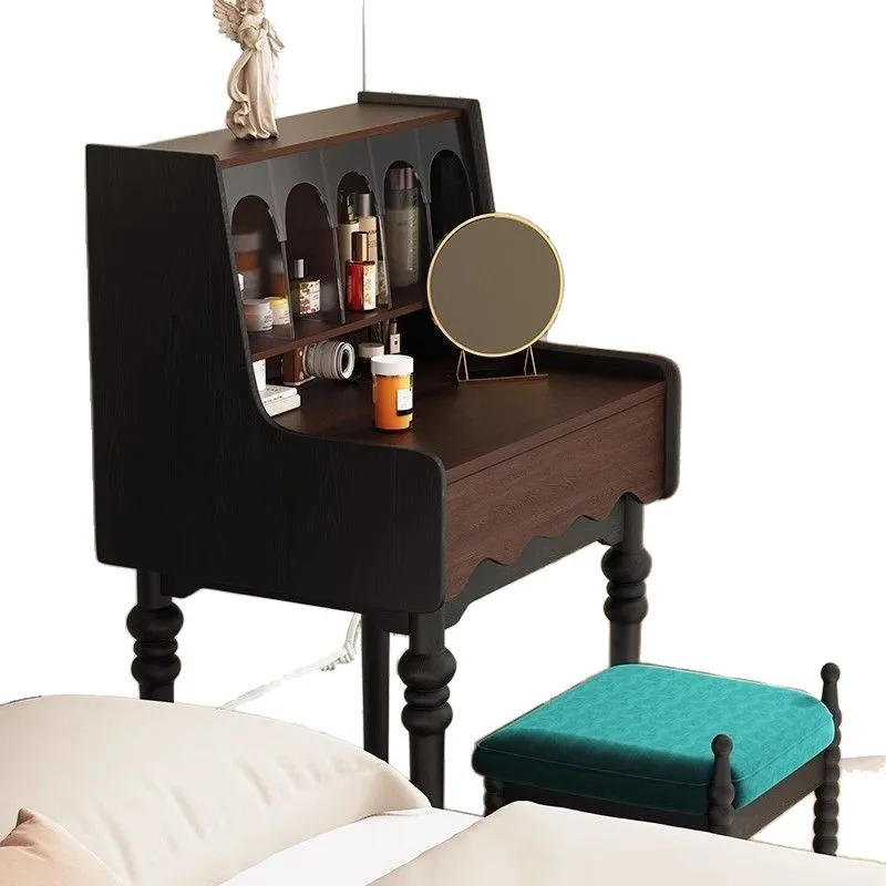 

French retro solid wood dresser dressing table American small apartment bedroom furniture medieval makeup table girls makeup