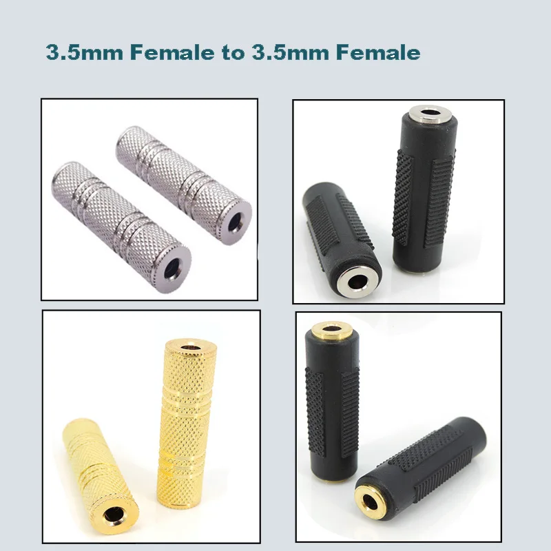 3.5mm Female to 3.5mm Female Jack Stereo Connector Coupler Adapter Audio Cable Extension gold nickel plating for Car AUX DVD J17
