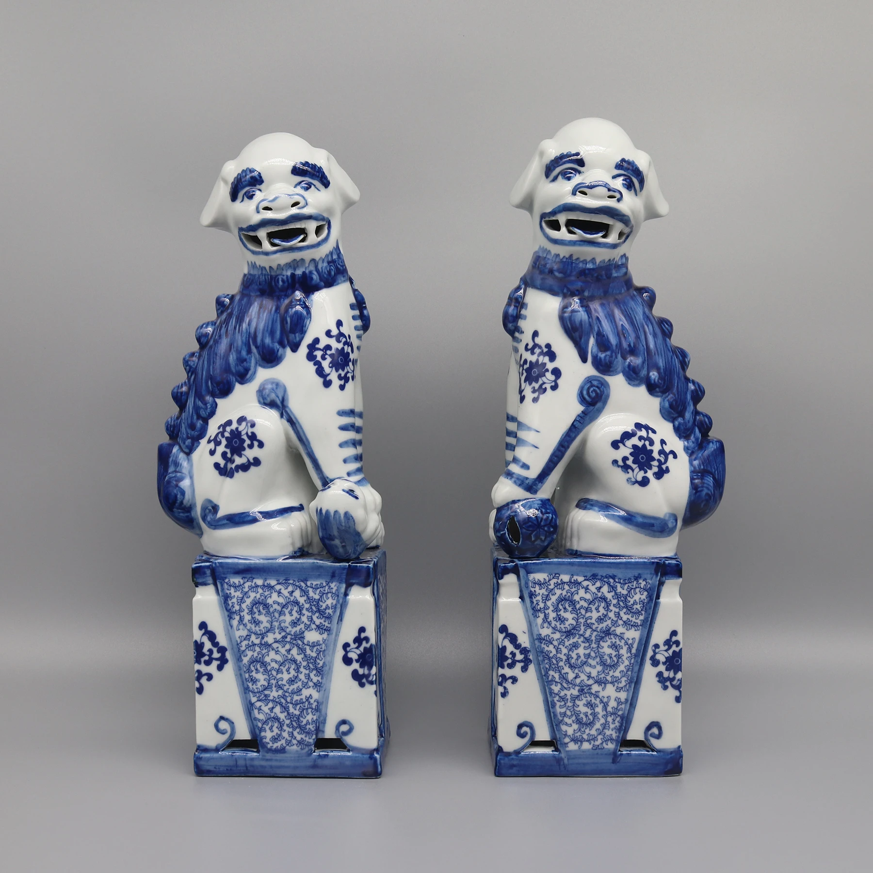 33cm Tall Fu Dog Statues Guardian Lions Fengshui Figurines for Home Decoration Lucky Charm Protector