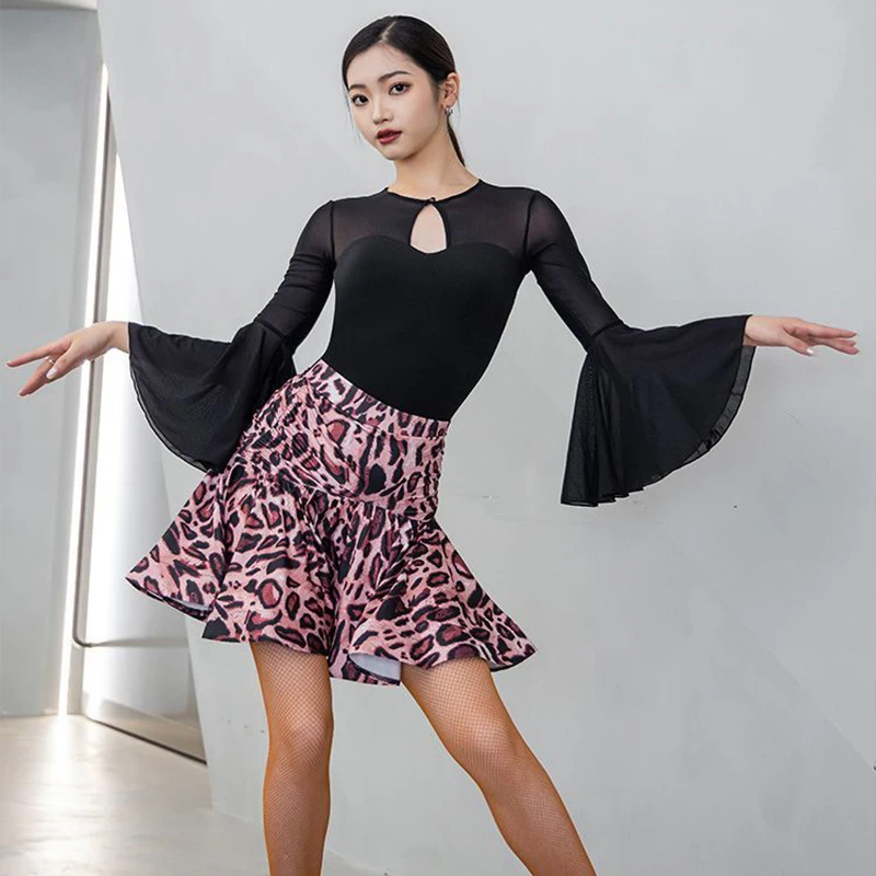National Standard Latin Jumpsuit Women Latin Dance Tops Long Sleeves Leotard Ballroom Cha Cha Modern Dance Jazz Bodysuit