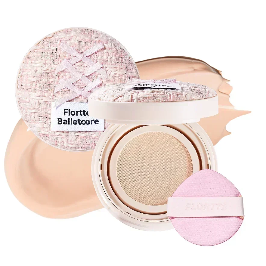 FLORTTE Balletcore Base de niebla suave cojín de aire crema BB Control de aceite corrector hidratante Maquillaje facial duradero