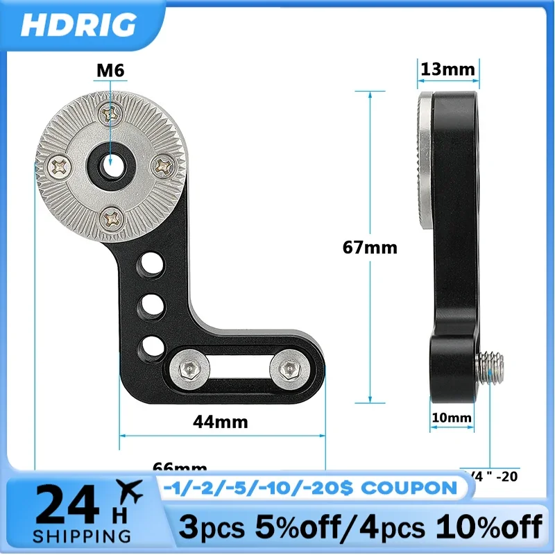 

HDRIG L Type ARRI Rosette Extension Mount M6 Thread Hole Connector With 1/4"-20 Mounting Groove / Points