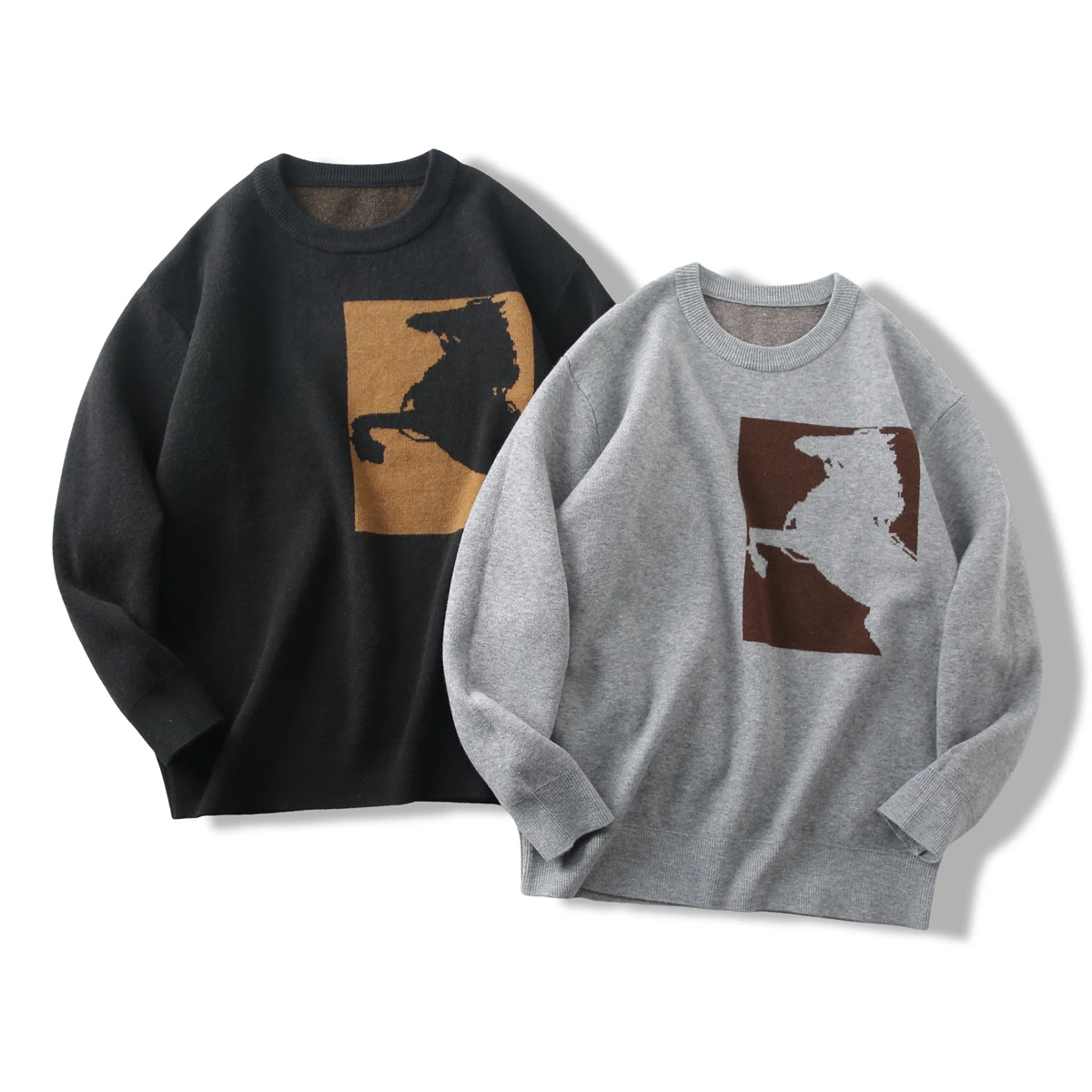 

Мягкий и изысканный цветной вязаный свитер с узором для мужчин, универсальный, осенне-зимний, модный, городской стиль, с длинным рукавом, круглый вырез горловины