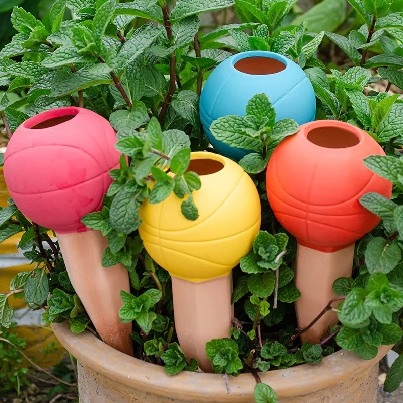 Basketball Terracotta Watering Spikes, Vacation Self-Watering Planters Devices,Slow Release Watering System,Perfect for Plants