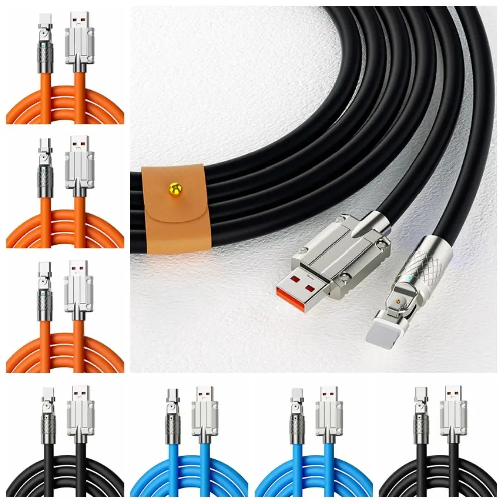 

USB A 180 Degree Silicone Data Cable IOS/Type C/micro USB Fast Charging Rotation Silicone Charging Cable 1M/2M