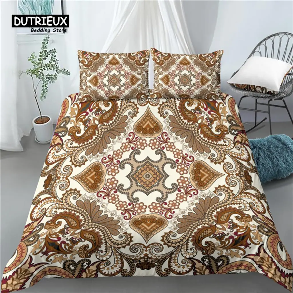 

Home Living Luxury 3D Boho Paisley Print 2/3Pcs Soft Duvet Cover and PillowCase Kids Bedding Set Queen and King EU/US/AU Size