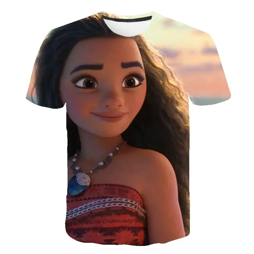 Moana 3D Printed Children\'s T-shirt Fashion Cute Cartoon Girl T-shirt