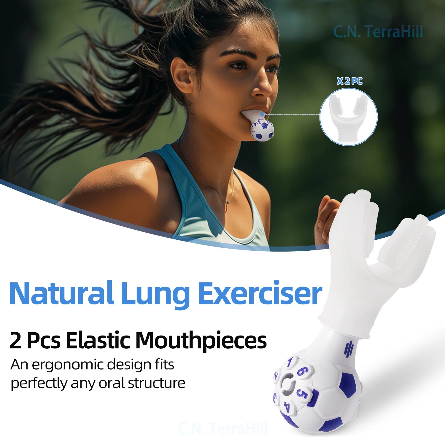 Abdominal Breathing Trainer Mouthpiece Type for Lung Capacity Enhancement Respiratory Recovery Portable Exercise Device