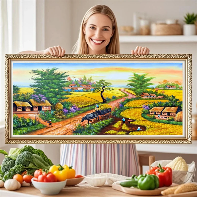 

Вышивка крестом вручную: простой, но эффектный узор для гостиной, хлопковая ткань, пейзажный мотив, домашний текстиль в деревенском стиле