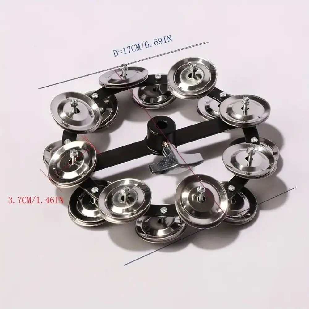 Hi Hat Tambourine Percussion Accessory Zinc Alloy Vibration For Double Drum Pedal Jazz Drumming Practice Set