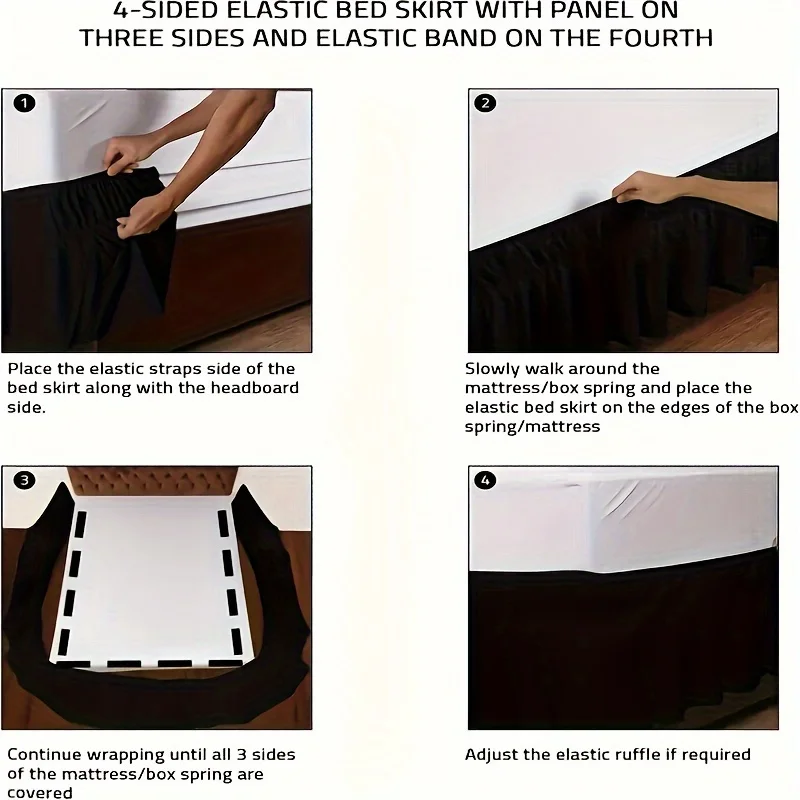 Bild 6: 1 Stück modischer und einfacher einfarbiger elastischer Spitzen-Ohrbettrock aus Holz, Schlafzimmer, einfach und bequem, 100 % Polyesterfaser