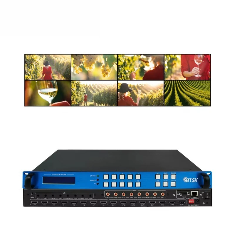 

Professional 4K60 for 2.0 HDCP 2.2/1.4 EDID Function 8X8 RS232 LAN Video Wall Matrix Switcher