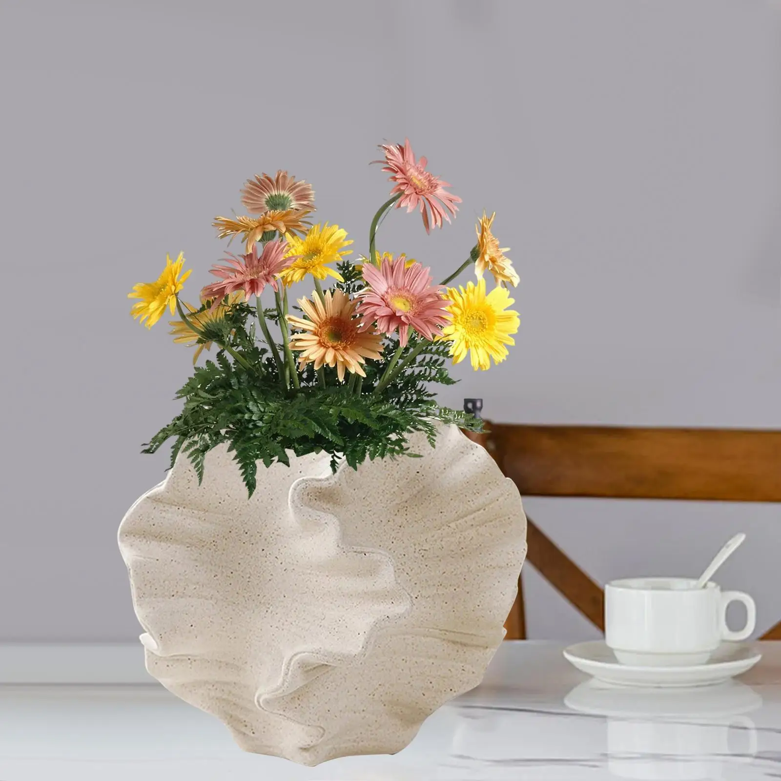 Minimalist Ceramic Flower Vase Tabletop Centerpiece Easy Clean Planter for Living Room Dining Table Decor