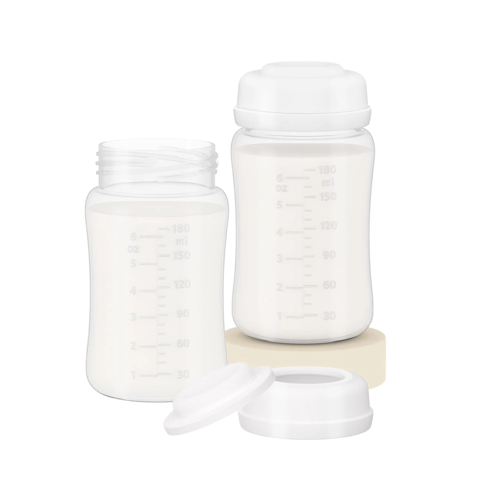 6oz Wide-Mouth Breastmilk Storage Bottles with Sealing Cap, Leak-Proof Design, Compatible with Spectra S1 S2， 2 Pack