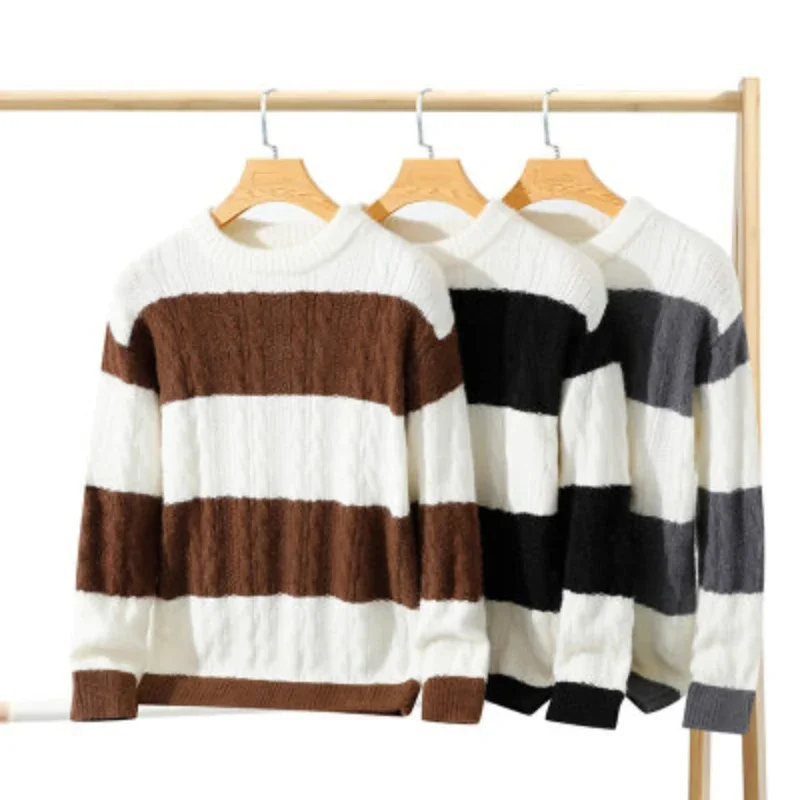 

Зимняя мода, крутой повседневный пуловер с круглым вырезом, свитер, удобный модный тренд, многофункциональный высококачественный вязаный домашний топ