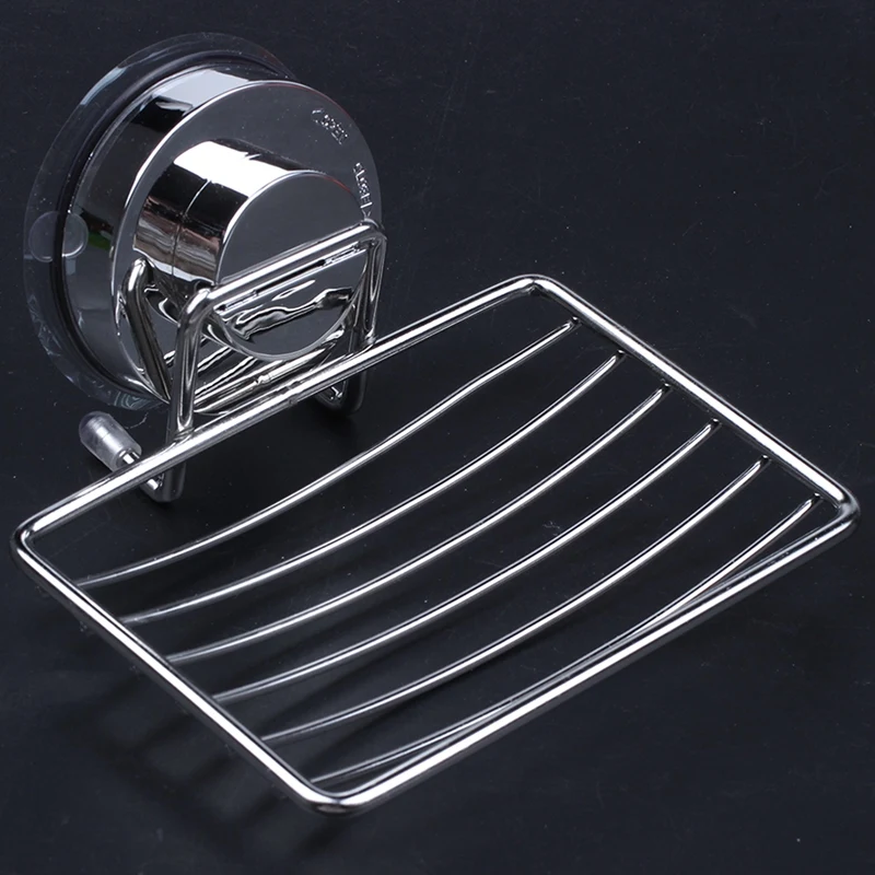PORK-Super Powerful Vacuum Suction Stainless Steel Soap Dish Sponge Holder With Locking Suction Bathroom & Kitchen Accessory (So
