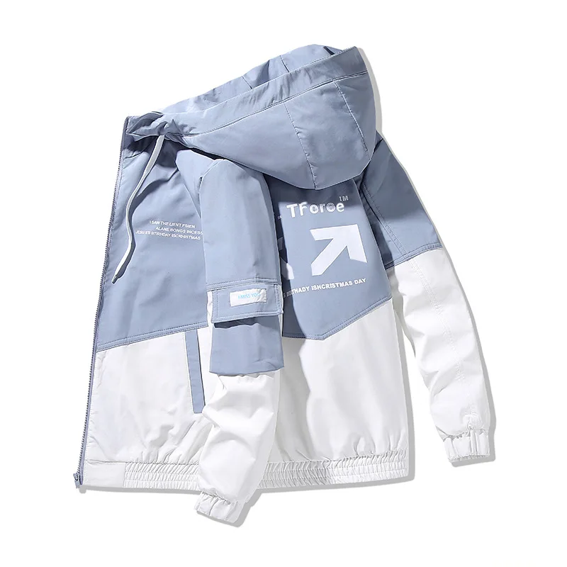 Jacket Men Fashion Casual Windbreaker Jacket Coat PU Men Spring and Autumn New Hot Outwear Stand Slim Military Embroidery