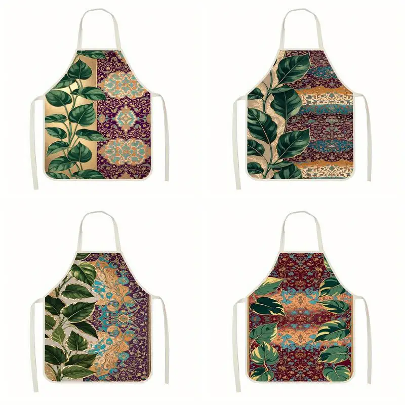 

Фартуки с цветочными и узорными принтами. Льняной фартук, подходящий для приготовления пищи на кухне, общения родителей и детей, рисования и других мероприятий.
