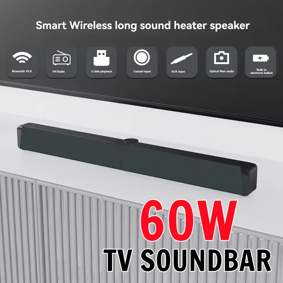 

BS53 Wireless Speakers with FM Collapsible Soundbar Home Theater Surround Sound System TFCard/RCA Connection TV Sound Bar BT 5.1