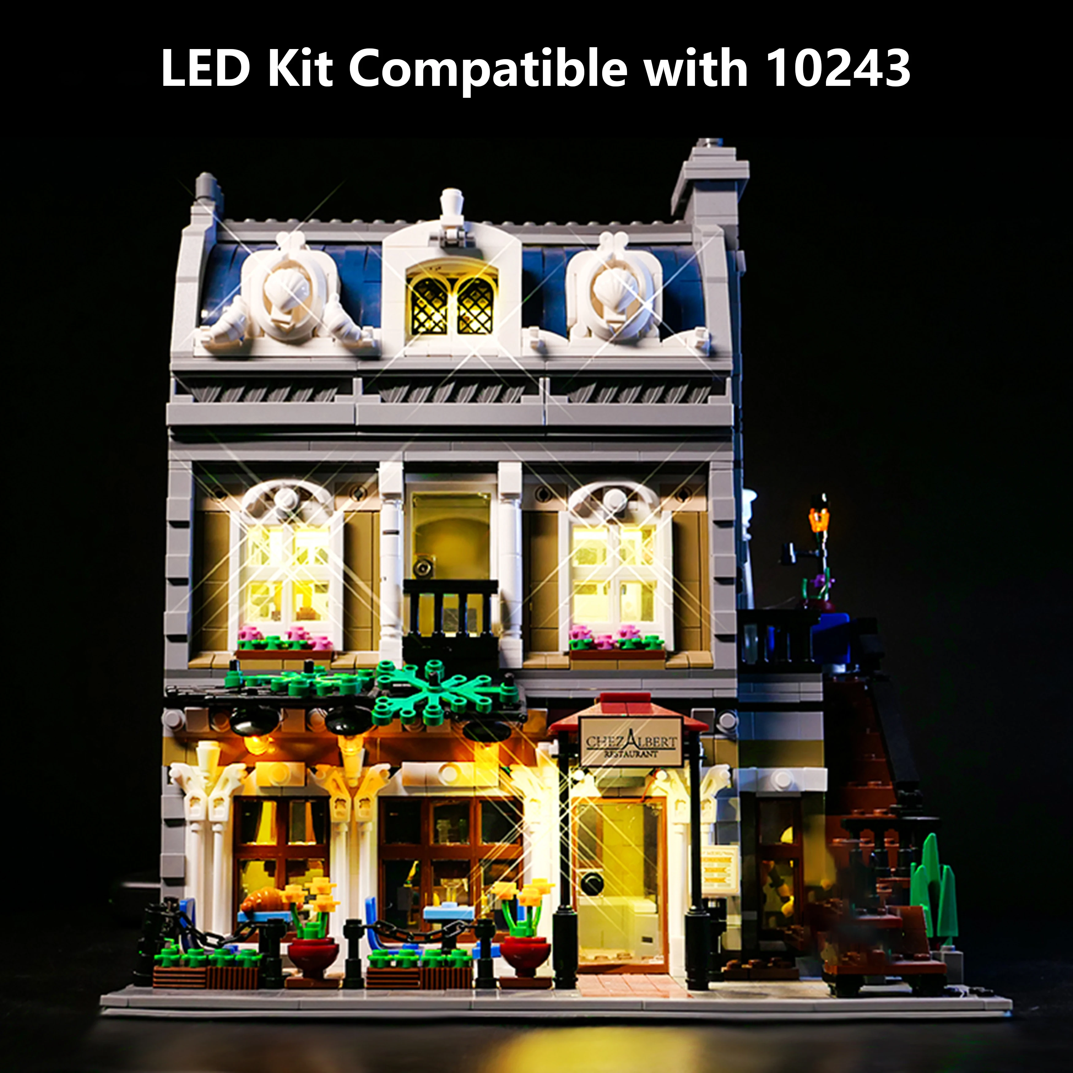 

DIY Building Block LED Light Kit for 10243 European Style Modular Restaurant Model, Lighting Accessories for Creative Display