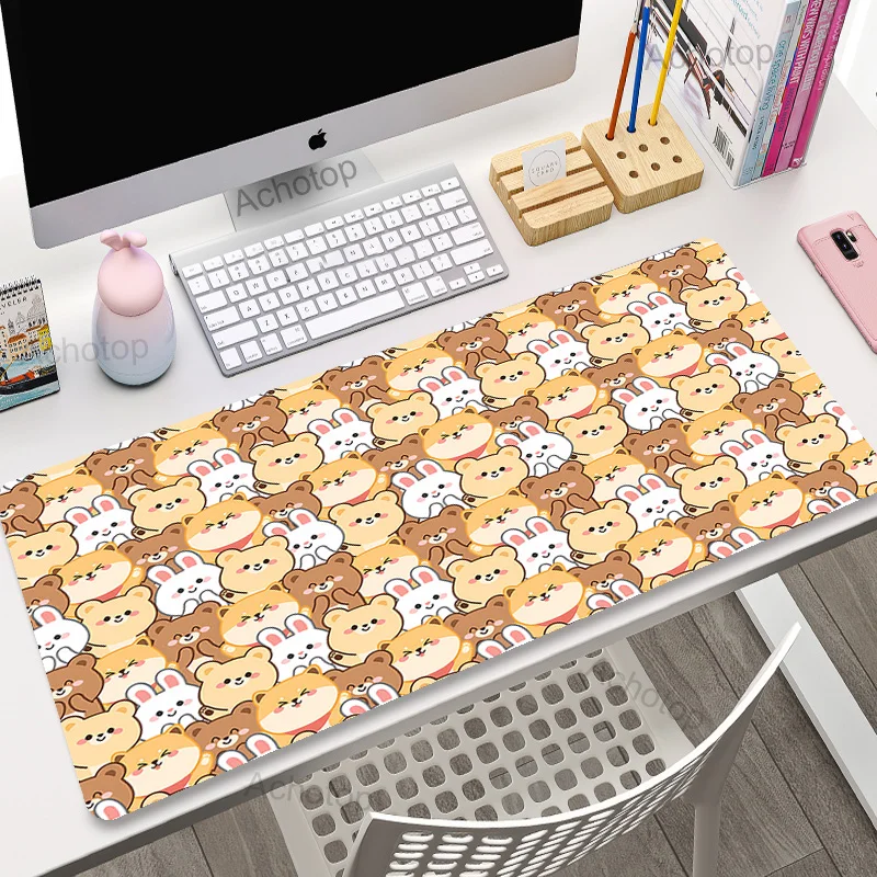 

Kawaii Bear Mouse Pad Gamer Cute Mats XXL Home New Custom Mousepad XXL keyboard Desk Pad Carpet 400x900 PC Gaming Table Desk Mat