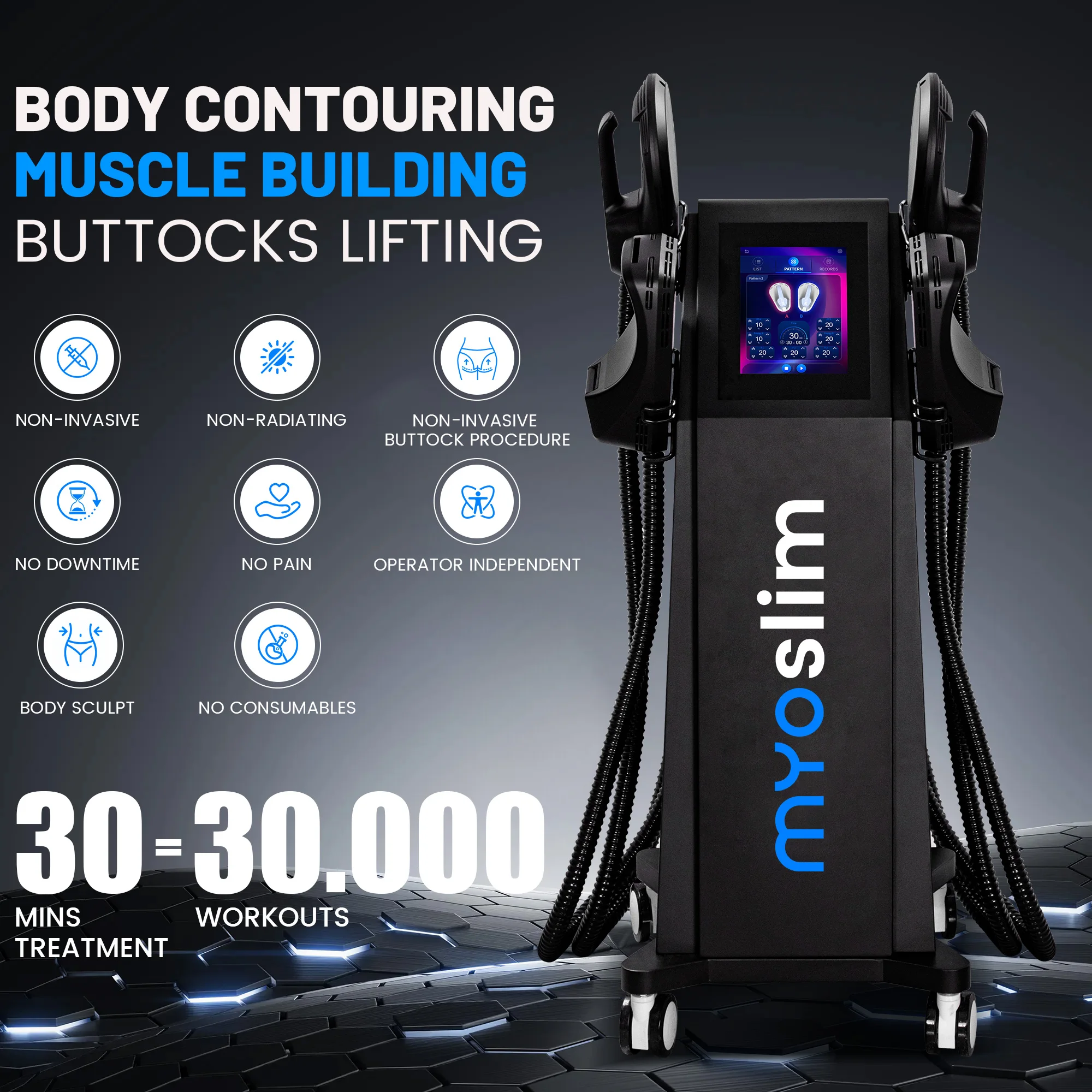 

EMS Body Sculpt Machine | myoslim | Fat Burn & Muscle Build Efficient Butt Lift & Muscle Growth for Salon