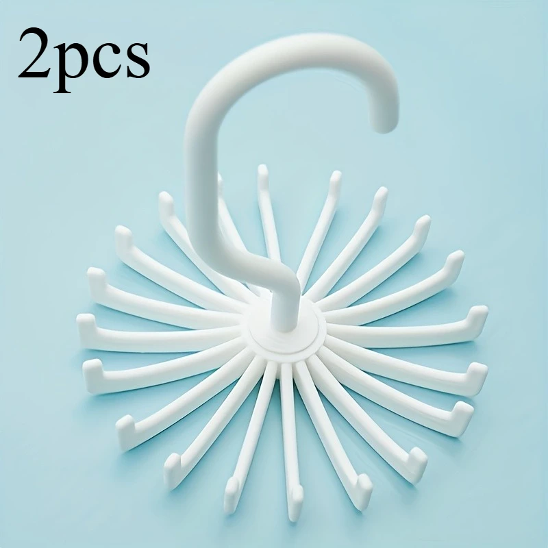 2pcs Rotating Tie Rack, 20claw 360-degree rotating scarf hanger, multi-functional wardrobe organizer, suitable for ties, scarves