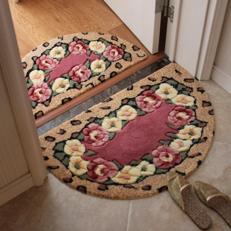 Rug Bathroom Semi-circle Rug Entry Door Mat Door Mat Bedroom Kitchen Bathroom Bathroom Door Absorbent Non-slip Foot Mat