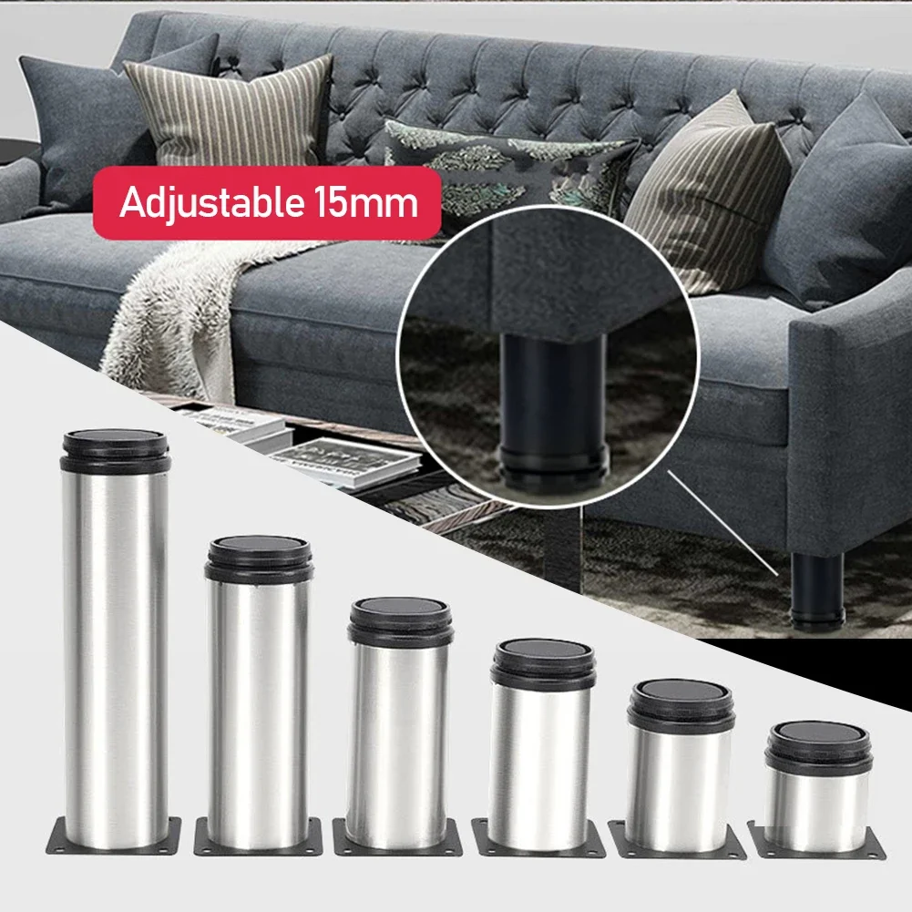 Patas ajustables para muebles, patas de acero inoxidable para muebles, mesa, sofá, cama, 1 piezas, 5CM-15CM