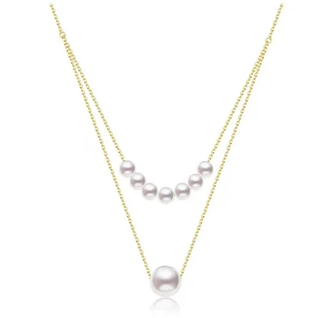 18k gold necklaces for women double chains necklace natural pearl necklaces