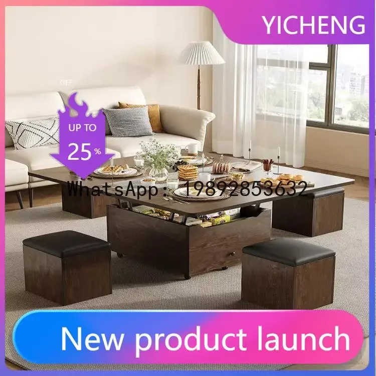 H5.18 multifunctional sintered stone coffee table - lift-top, foldable, and mobile combination dining table