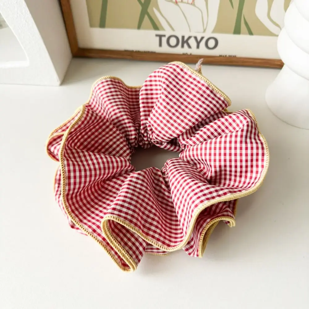 Fashion Oversized Big Hair Scrunchie Plaid Hair Accessories Hair Ties Elastic Rubber Band Ponytail Holder Women