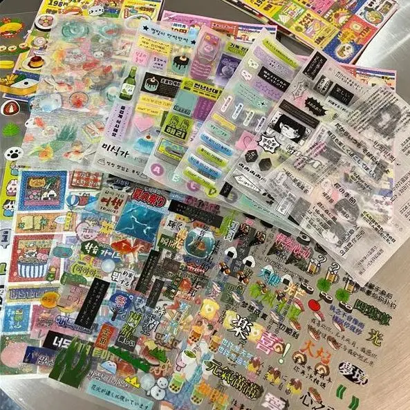 5Pcs Kawaii Vintage Stickers Japanese Style Journal Decal Stickers Aesthetic Scrapbooking Stationery Deco Sticker DIY Planner